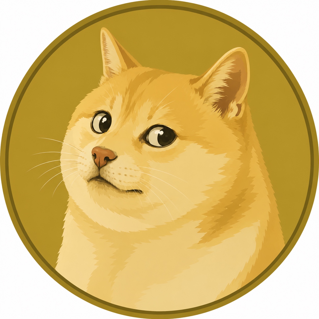 CAGE, a golden coin featuring a cat with an iconic side-eye pose
